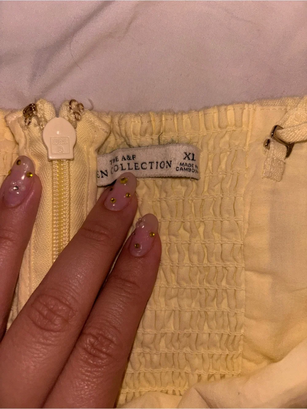 Abercrombie & Fitch Pale Yellow Smocked Maxi Dress